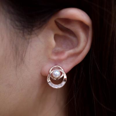 China CLASSIC Natural Pearl Rose Gold Stud Earrings Wholesale from Sterling Silver 925 for sale