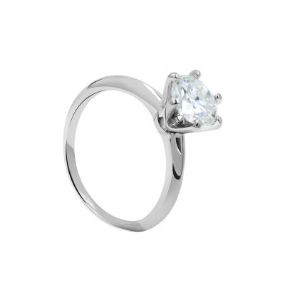 China CLASSIC Premium VVS Moissanite GRA Ring in 925 Sterling Silver | 1ct d color white gold moissanite ring for sale