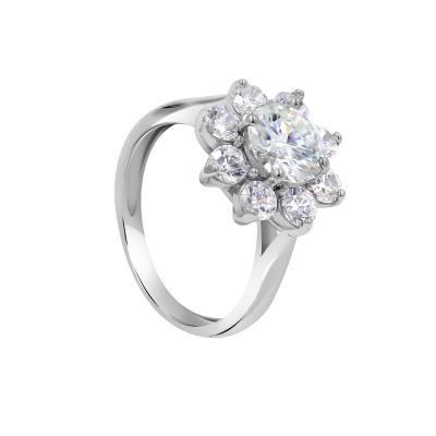 China CLASSIC Premium VVS Floral Moissanite GRA Certified Floral Ring in 925 Sterling Silver | 1ct d color cushion cut moissanite diamond ring for sale