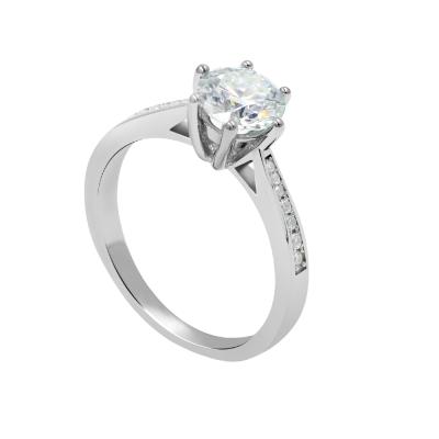 China VVS CLASSIC D Moissanite GRA Certified Ring in 925 Sterling Silver | 1ct d color moissanite Diamond Engagement Ring for sale