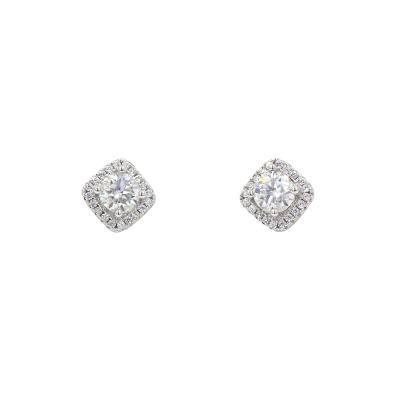 China VVS CLASSIC Premium White Diamond Square Moissanite Stud Wedding Earrings in 925 Sterling Silver | White Gold Heart Moissanite Earrings for sale