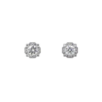 China VVS Premium White Diamond Classic Moissanite Stud Wedding Earrings in 925 Sterling Silver | White Gold Heart Moissanite Earrings for sale