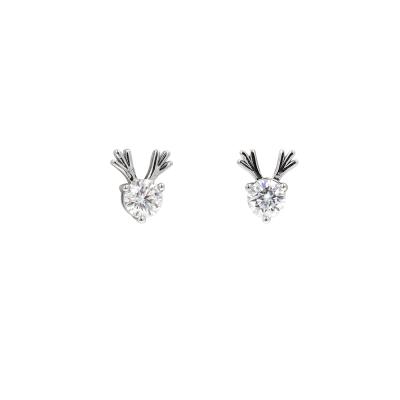 China CLASSIC Moissanite VVS Deer Stud Earrings in 925 Sterling Silver | Wedding Earrings | Bridesmaid Stud Earrings | 2ct/pairs for sale