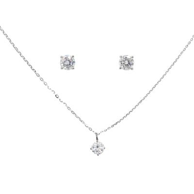 China VVS Moissanite GRA CLASSIC Premium Jewelry Set (Earrings & Stud Necklace) in 925 Sterling Silver for sale