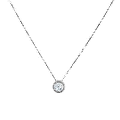 China CLASSIC Premium Moissanite Round 1ct Sterling Silver Round Classic Wedding Pendant Necklace for sale