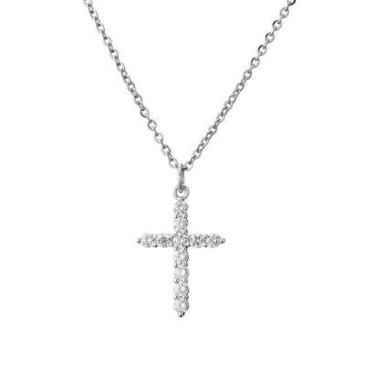 China VVS Moissanite CLASSIC Premium Cross 925 Sterling Silver Pendant Necklace for sale