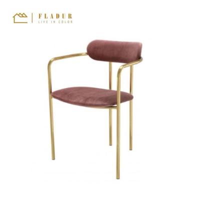 China Gold Comfortable Soft Legs Modern Metal Frame Velvet Dining Chair For Dining Room Living Room Restaurant for sale