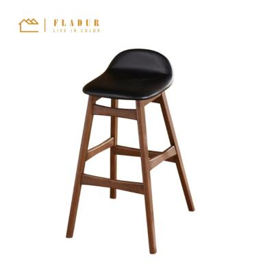 China Fashionabel Elegant Faux Leather Seat Mid Century Wooden Barstool Counter Stool for Restaurant Dining Bar for sale