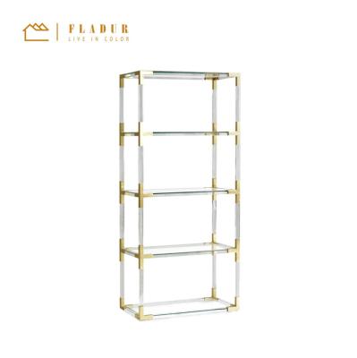 China Elegant Corrosion Protection Corner Acrylic Gold Shelf Home for sale