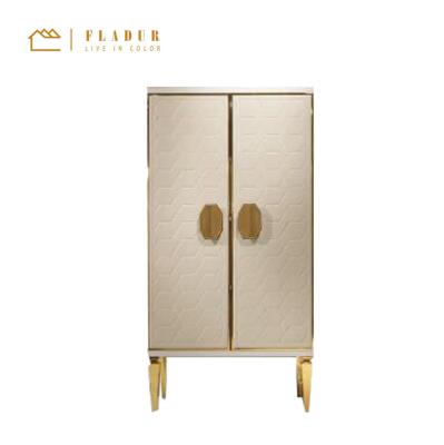 China Durable Luxury Gold Living Room Cabinet Metal Legs White Solid Wood Design for sale