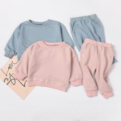 China Fashion\baby boy comfortable\durable clothes kids hoodie sweatpants set thick cotton crewneck sweatsuit wholesale empty tracksuit for kids for sale