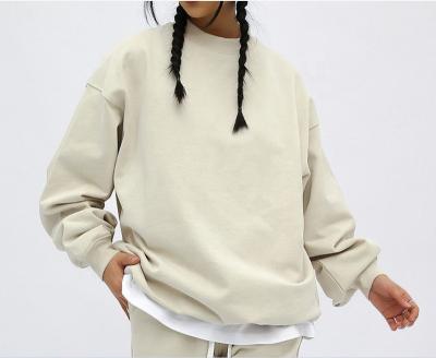 China Anti-Wrinkle 460gsm Oversized Hoodie Cotton Crewneck Loose Distressed Sweatshirt Women for sale