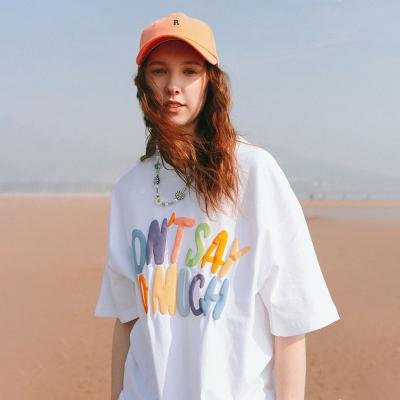 China Top Quality Anti-Wrinkle Print Multi-Color Breath Loose T-shirts Women's Letter Oversize T-shirt Women for sale