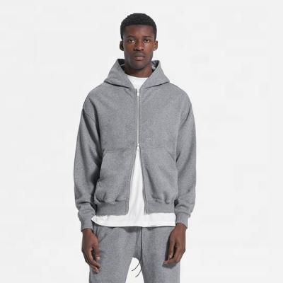 China oversized hoodies Gray Zip Kangaroo Pockets Hoodie Customized New Anti-Wrinkle Winter Apparel Double Zipper Hoodie for sale