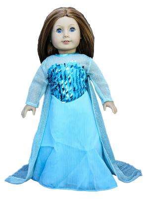 China Frozn Elsa ' s Blue Long Dress For Dolls , American Girl Doll Dress for sale