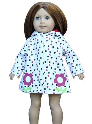 China Cute Dot Patent Leather , Waterproof Coat Doll Clothes for 18 Dolls for sale