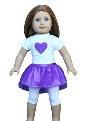 China Purple Doll Gauze Skirt , American Girl Doll Dress with White Cotton Doll Set for sale