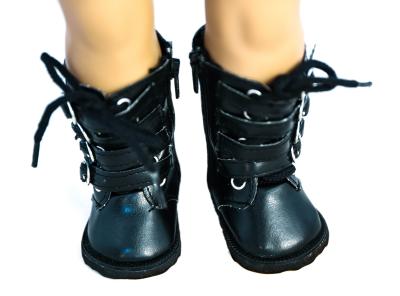 China Black Patent Leather Long Shoe Laces Boots for 18 inch Doll / Madame Alexander Toy Accessories for sale