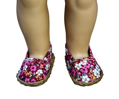 China Stylish Fashions Floral Pattern Red Doll Shoes for American Girl Dolls Shoes for sale