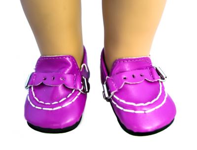 China Purple PU Cute Doll Shoes Metal Button18 inch Doll Accessories for sale