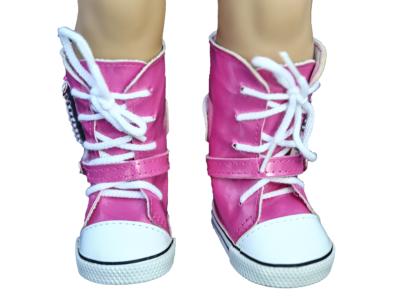 China Fuchsia Bright Color Long Shoelaces Doll Boots , 18 inch Doll Boots for sale