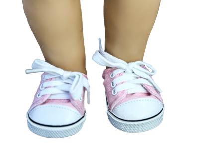 China Water Pink Canvas Doll Sneakers , American Girl Doll Cheer Shoes for sale