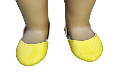 China Cute Yellow PU American Girl Doll Shoes 18 inch Brings Kids Happiness for sale