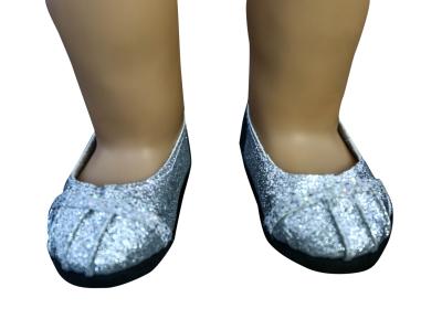 China Zapatos de plata para la muñeca americana de la muchacha de 18 pulgadas, zapatos de la muñeca de la cabeza de la capucha de punta redondeada de la muñeca en venta