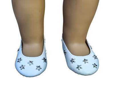 China Los zapatos blancos de la muñeca de la PU de la estrella de plata, 18 avanzan lentamente los zapatos americanos de la muñeca del vintage de la muchacha en venta