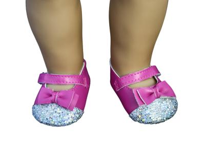 China Zapatos Cerise de la muñeca de la cabeza de Paillette con el Bowknot, diseño elegante de la muñeca de la muñeca de 18 pulgadas en venta