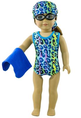 China 4 PC Cute Leopard Doll Swimsuit for 18 Inch Doll , American Girl Doll Tights for sale