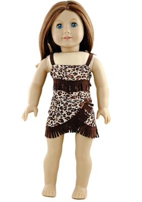 China 18 inch American Girl Doll Clothes and Accessories with Leopard Gallus Jumpsuit , Tassel Doll Skirt for sale