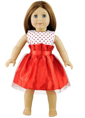 China Red Dot Short Sleeve Puffy Silk Dress for 18 inch  Doll , Madame Alexander Doll Dress for sale