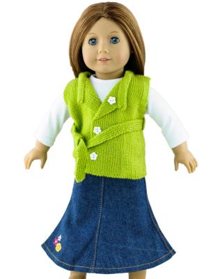 Cina il maglione verde mela della bambola 3PC, bambola a 18 pollici copre, signora Alexander Doll Clothing con la gonna lunga di Jean in vendita