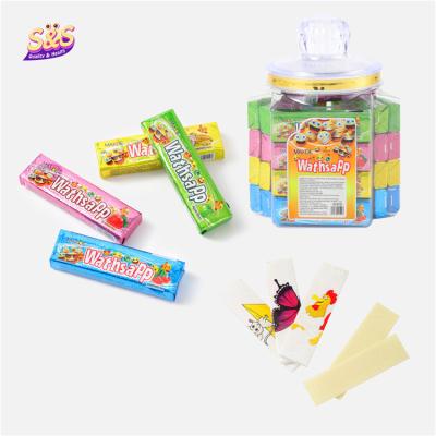 China Long Natural Funny Cool Butterfly Animals Butterfly Chewing Gums Tattoo Strip Tattoo Bubble Gum for sale