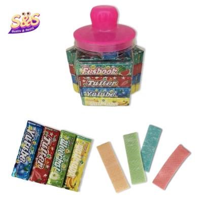 China Natural Halal Fruity Tutti Bubble Gum With Cartoon Tattoo Paper for sale