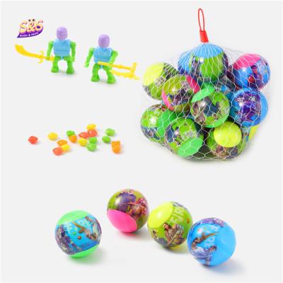 China Cartoon Toys Nigeria Cartoon Round Ball Shape Sweet Candies Inside Toy Surprised Candy Toys With Jelly Bean for sale