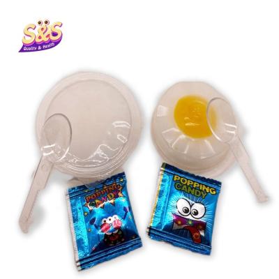 China Natural hot selling poached egg shaped fruit jelly pudding with popping candies for sale