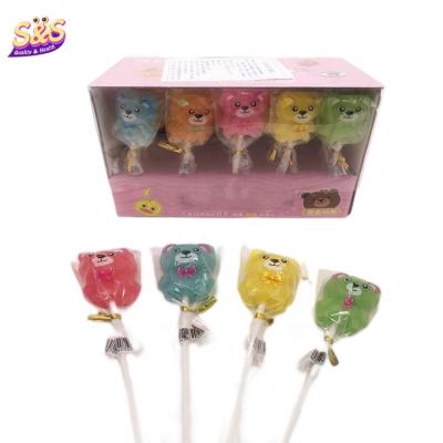 China Cartoon animal boxed and bottled natural halal bear shape lollipop sweet fruity hard candy for sale