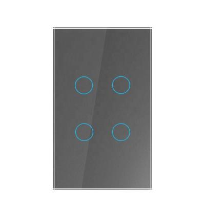 China US 4 Band ColorsTuya Wifi Electric Light Voice Light Tempered Glass Touch Wireless Remote Control Multi Residential Wifi Switch for sale