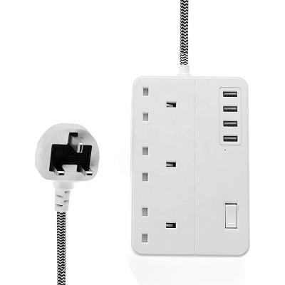 China Residential / General Purpose Custom Power Strip with USB 4 USB-A and 3 AC Outlets Increase Protector Extension Socket with Phone Holder for sale