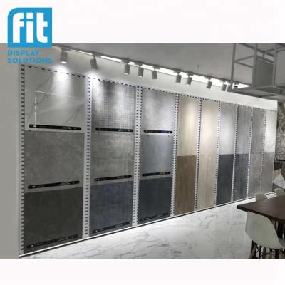 China Store Tile Showroom Display Metal Wall Peg Board Bracket Tile Branded Ceramic Display For Granite Flooring Tiles Marble Display Racks for sale