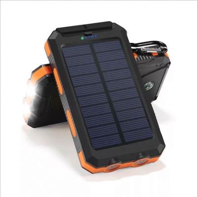 China 10000mAh 3 Outputs Waterproof Portable Solar Battery Power Bank External Backup Pack Solar Panel Panel Wireless Charger for sale