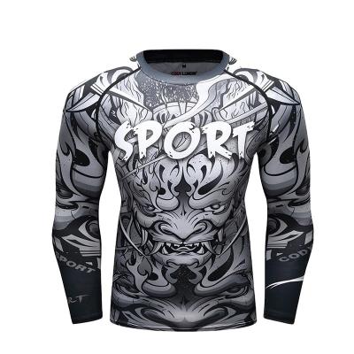 China Wholesale White POLYESTER/Spandex OEM Surf Muttahida Majlis-e-Amal Printed Logo Uv Custom Compression Shirt Long Sleeve Rash Guards Custom Printed Rash Guard For Men for sale