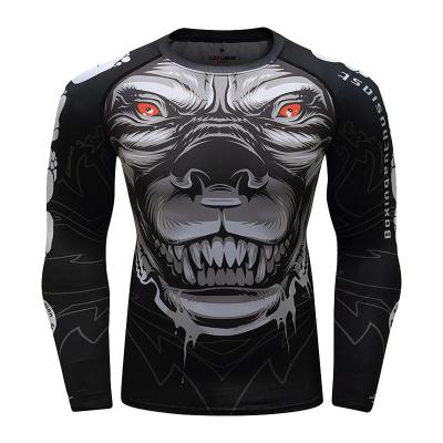 China Men's Long Sleeve Sports Shirt Surf 50 Playera UV Skull Skeleton Printing OEM Odm Rashguard Rash Guard For Men for sale