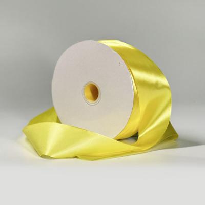 China Waterproof Polyester Ribbon Outdoor Yellow Poly Satin Ribbon for sale