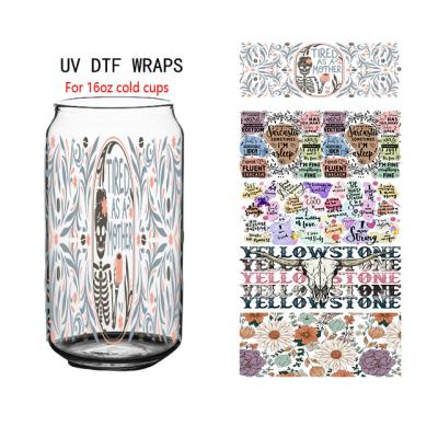 China New Design Eco-Friendly Dtf Decals UV Waterproof Dtf UV Cup Wraps Halloween Transfer Stickers For 16Oz Alta Calidad Cups for sale