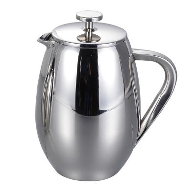 China Viable Wholesale French Double Press Coffee Pot Stainless Steel Cafetiere Wall Coffee Maker for sale