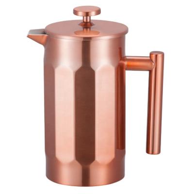 China Sustainable Copper Press Stainless Steel Portable Double Wall Maker French Coffee Press for sale