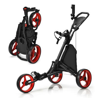 China Foldable 3 Wheel Outdoor Club Carts Back and forth Golf Trolley 43cm*33cm*65cm for sale